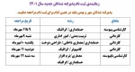 جدول زمانبندی ثبت نام دانشجویان ورودی جدید 2