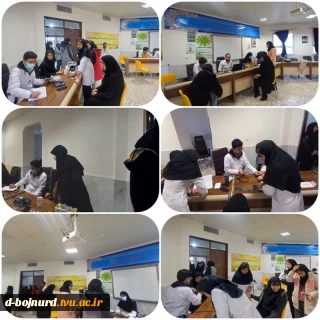 برگزاری ایستگاه سلامت، همراه با انجام تست غربالگری قند،سنجش فشار خون، قد و وزن و... در آموزشکده فنی و حرفه ای دختران بجنورد
