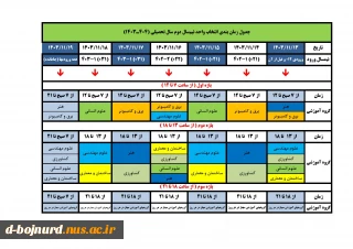 جدول زمانبندی انتخاب واحد نیمسال دوم 1403