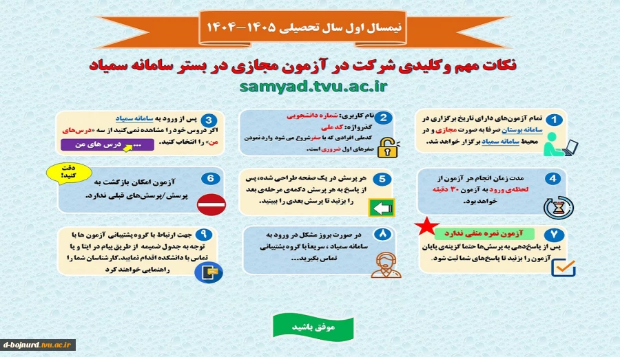 راهنمای ورود به سمیاد و آزمون مجازی 2